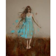 Girl in a Blue Dress abstract figurative painting 11