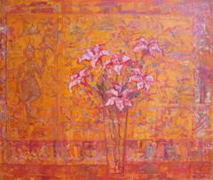 Lilies with Indian Figurine abstract oil painting 8