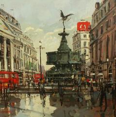 Eros, Piccadilly Circus city landscape oil painting