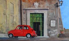 Red Car landscape painting