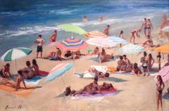 Summer Heat on the Beach  figurative landscape painting 