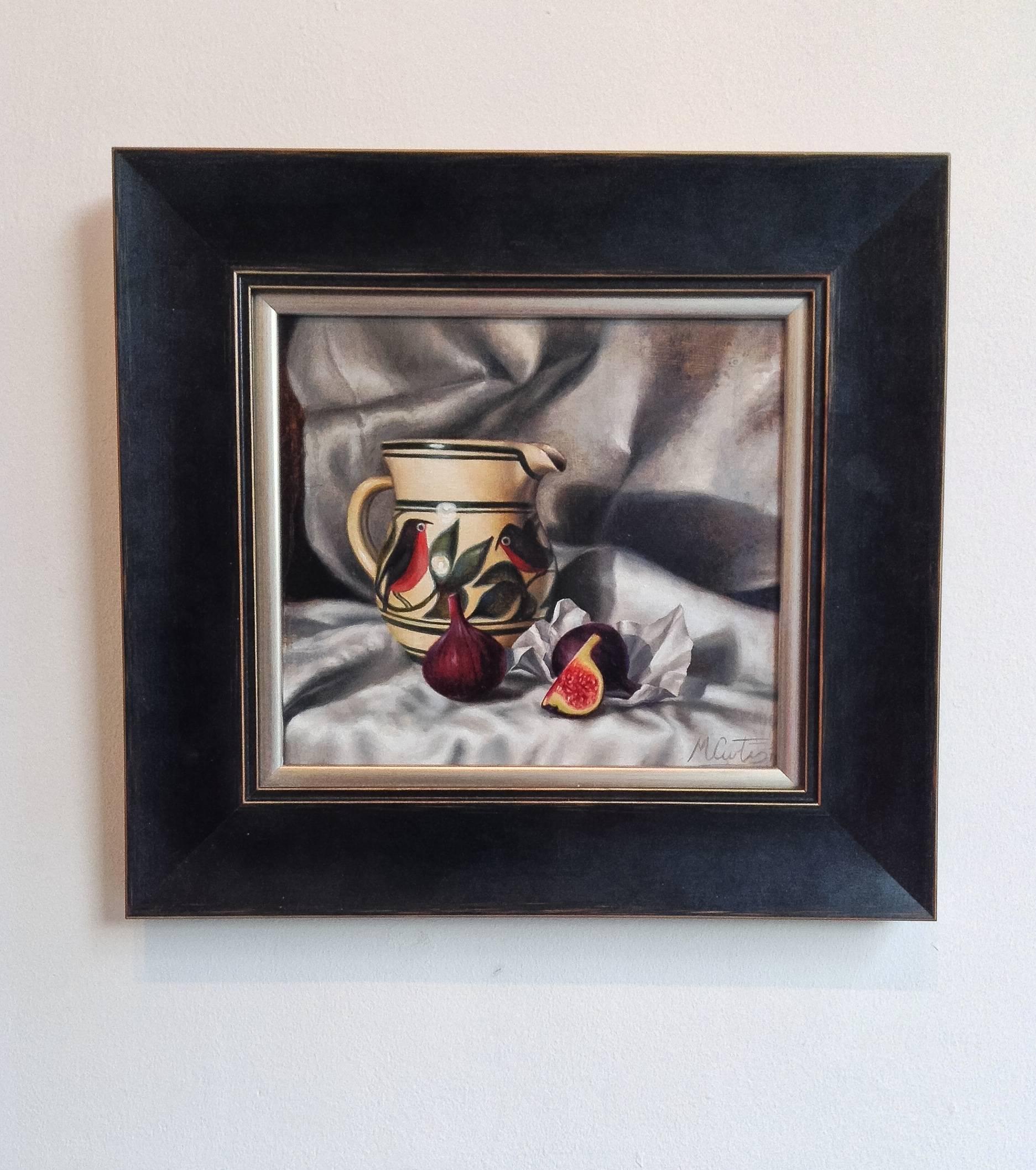 Bird Jug and Figs still life oil painting - Painting by Matt Curtis