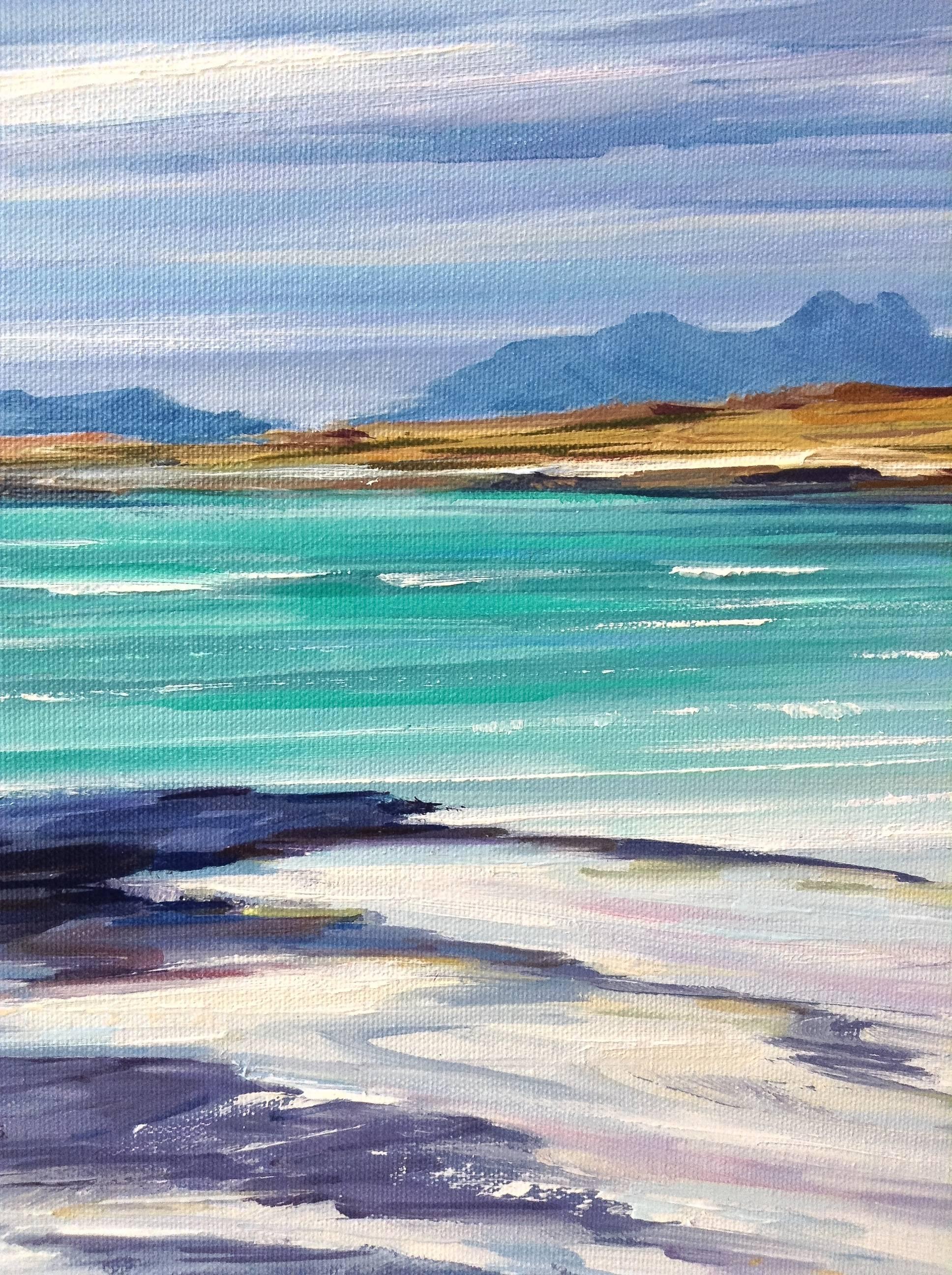 Sanna Shore original Seascape Painting - Gray Landscape Painting by Tom Barron