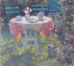 Still life in Summer Garden landscape oil painting