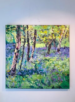 Spring Light in the Bluebell Wood -contemporary impressionism landscape painting