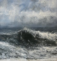 Wild Atlantic - œuvre d'art contemporaine originale sur le thème de l'océan - peinture à l'huile représentant un paysage marin