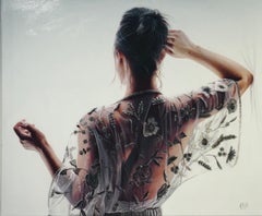 Whispers in Lace - original realism figurative oil painting - contemporary art