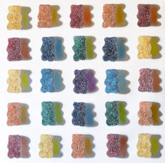 „Sour Bears“: Original-Stillleben, Ölgemälde auf Leinwand, 100 x 100 cm
