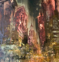 New York - Chrysler building, Original oil painting, Abstract Cityscape-Artwork