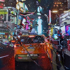 La gloria en el caos - Pintura urbana, óleo sobre lienzo, arte realista contemporáneo