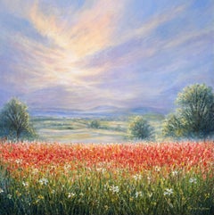 „Wo der Himmel errötet“, Ölgemälde, zeitgenössische impressionistische Landschaftskunst