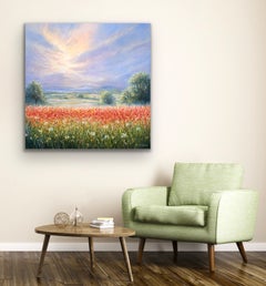 „Wo der Himmel errötet“, Ölgemälde, zeitgenössische impressionistische Landschaftskunst