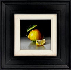 Lemon & Wedge- original still life oil painting-contemporary realism art