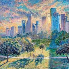 Houston Sunrise-Original contemporary Oil painting, Contemporary Art