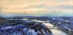 Upriver, Dusk looking North West London original landscape painting
