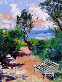 Le banc sur le chemin du Cap vers la mer original abstract landscape painting