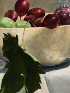 Grapes in a glass jug original realism still life painting