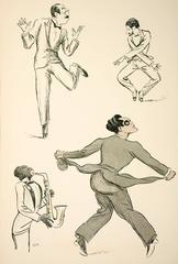 Antique  Georges Goursat, White Bottoms:  A Set of four Pochoirs, lithograph, 1929