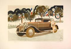 Vintage Art Deco style Car and Woman 