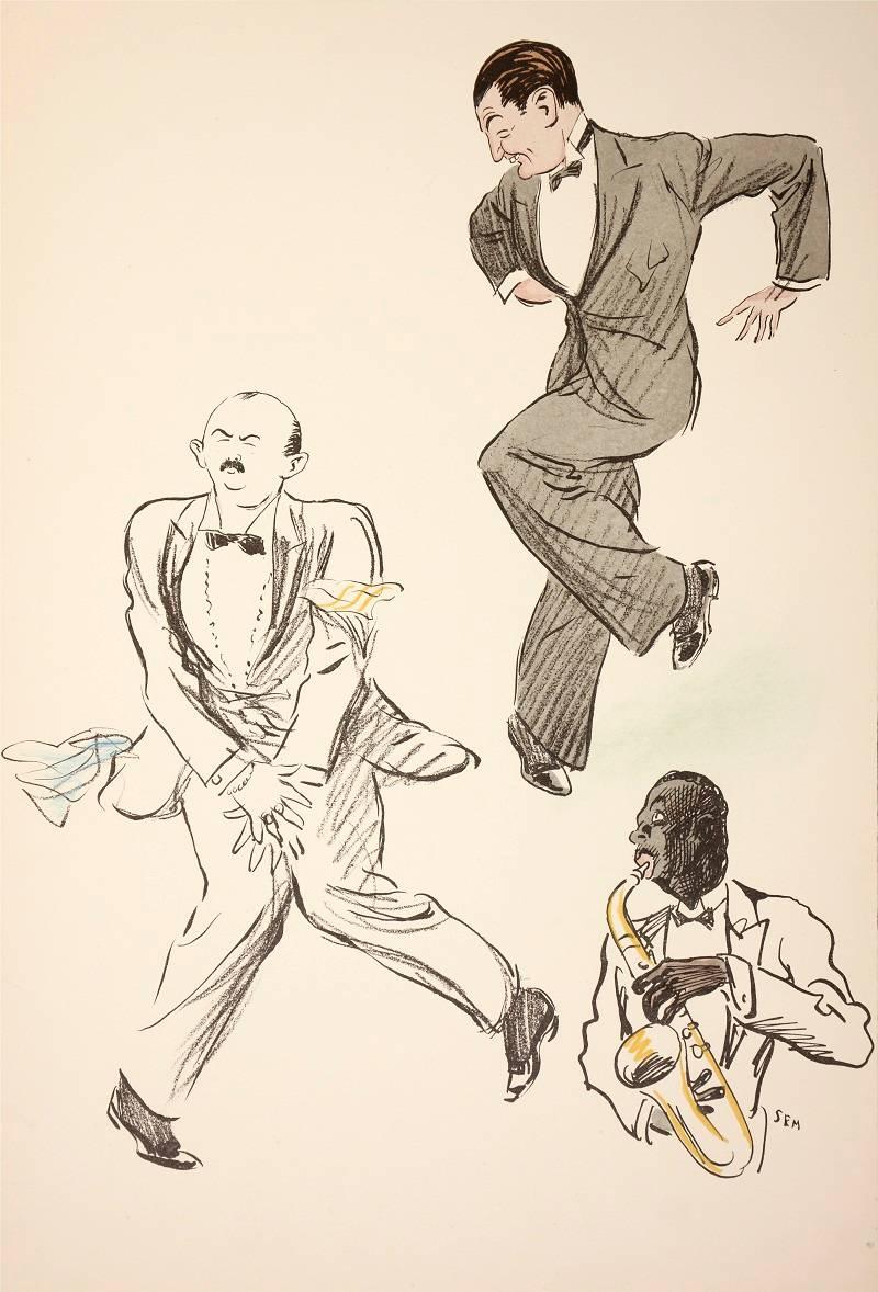  Georges Goursat, White Bottoms:  A Set of four Pochoirs, lithograph, 1929 1