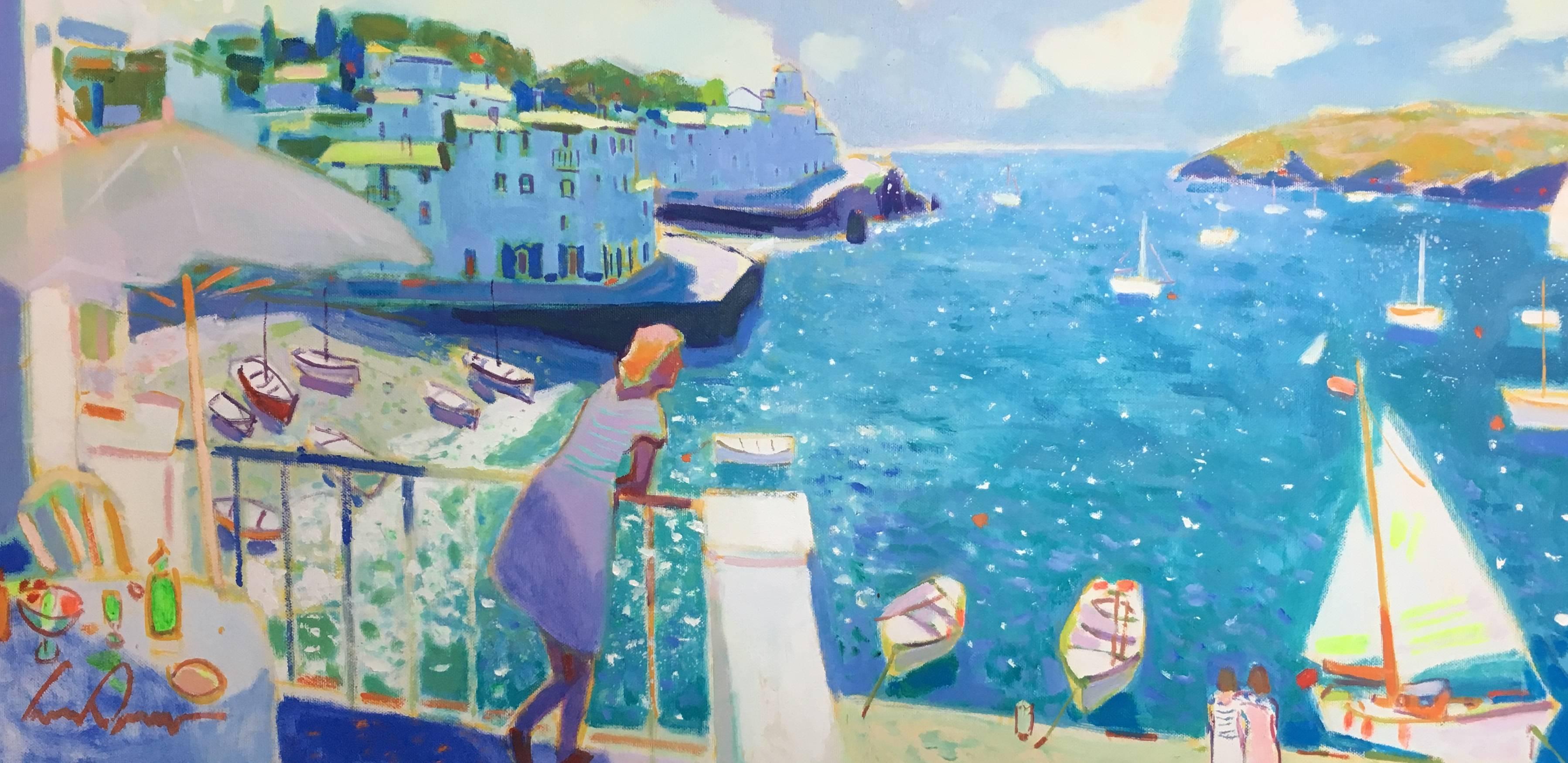 Luis Amer Figurative Painting - LUIS AMER - ORIGINAL CANVAS - " CALELLA DE PALAFRUGELL"