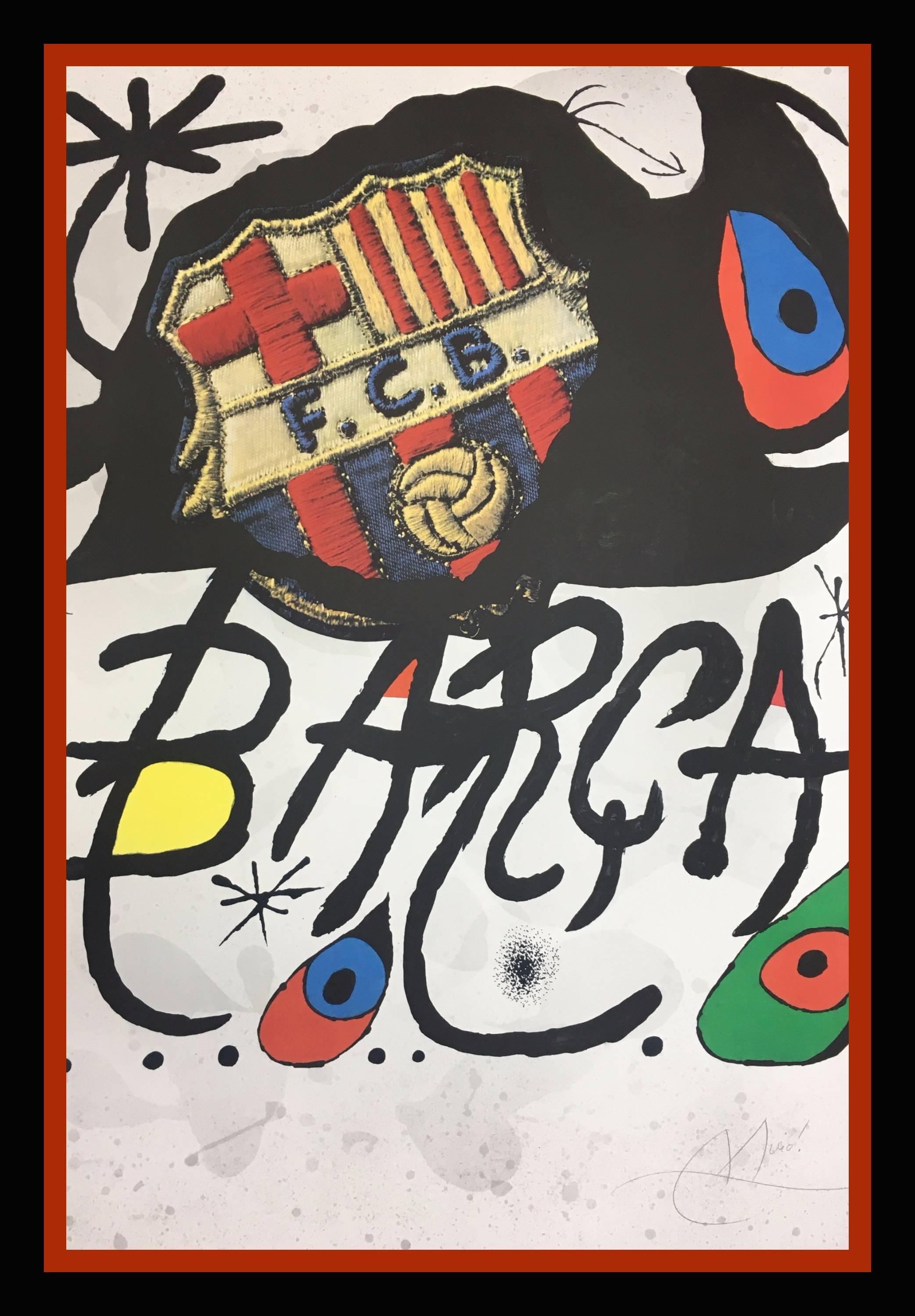 Joan Miró Abstract Print - JOAN MIRO - LITHOGRAPHY - " F.C. BARCELONA ANIVERSARI"
