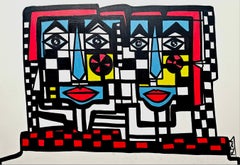 R. Poch 225 frente al espejo 70x100 cm original acrylic painting