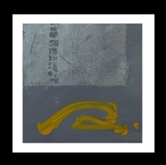 Ruz Carré Paysages gris et or - Acrylique abstraite sur papier