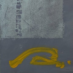 Ruz Carré Paysages gris et or - Acrylique abstraite sur papier