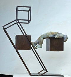 Amancio. Icaro IV Iron Bronze.original sculpture 71x36x70 cm