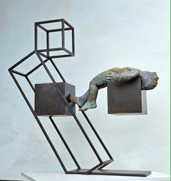 Amancio. Icaro IV Iron Bronze.original sculpture 71x36x70 cm