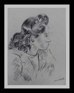 A. Costa  Woman  original Figurative academician drawing painting
