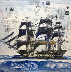 RAVENTOS - MIXED MEDIA CANVAS - " MARINA II " 2000