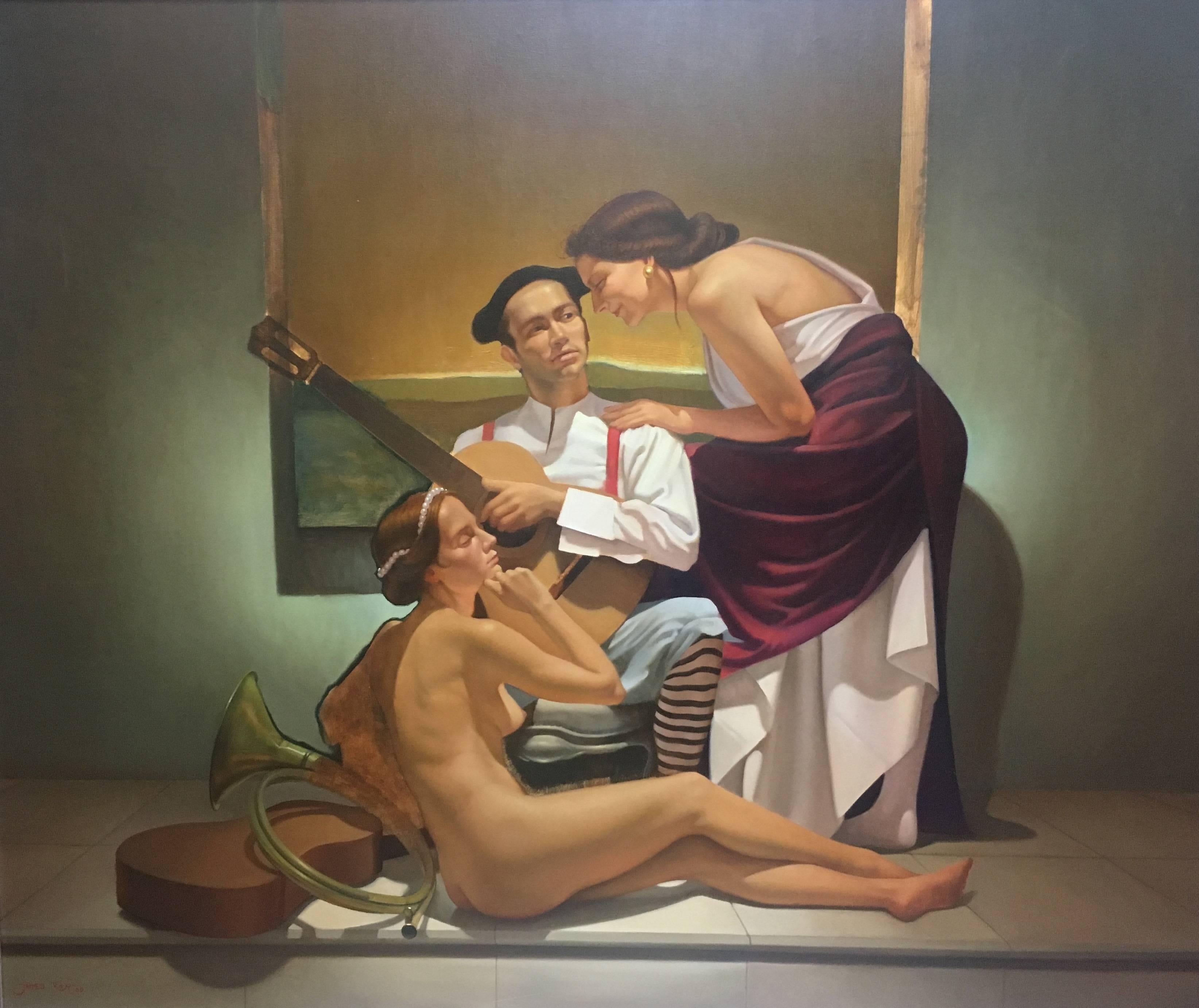 Jaimes Roy Figurative Painting - JAMES ROY - ORIGINAL OIL CANVAS - REALISM ARTIST - " NO TITLE"