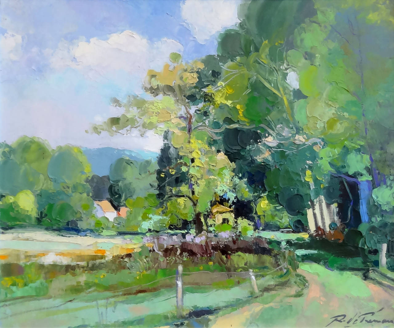 Richard de Premare Landscape Painting – Choisiel en Vallee de Chevreuse