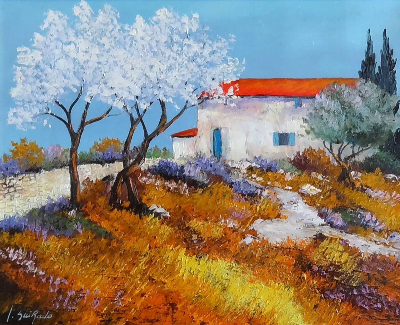 Alain Guirado Landscape Painting - Les Amandiers (The Almond Trees)