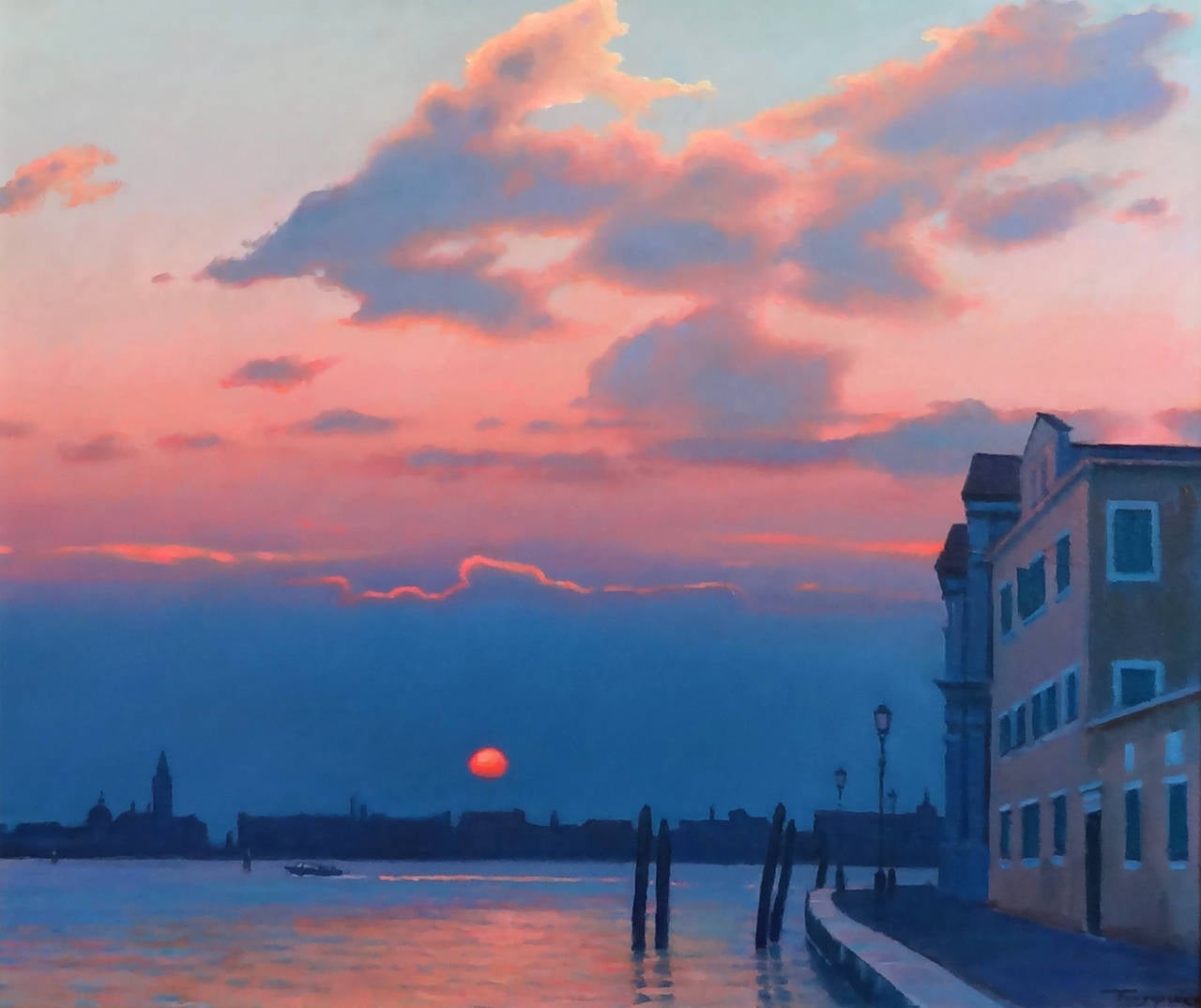 Yuri Bondarenko Landscape Painting - Sunset, Venice