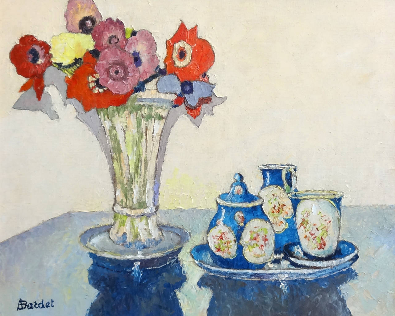 Andre Bardet Still-Life Painting - Le Vase d'Anemones