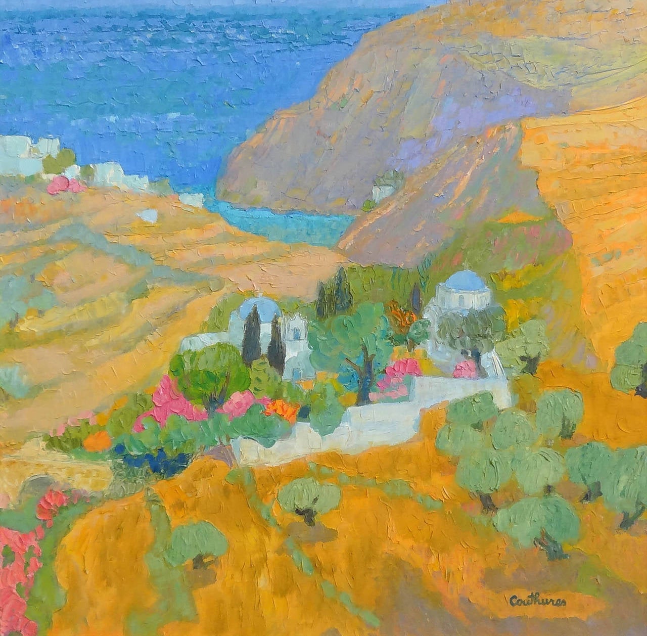 Daniel Couthures Landscape Painting - Enclos Grec (Greek Enclosures)