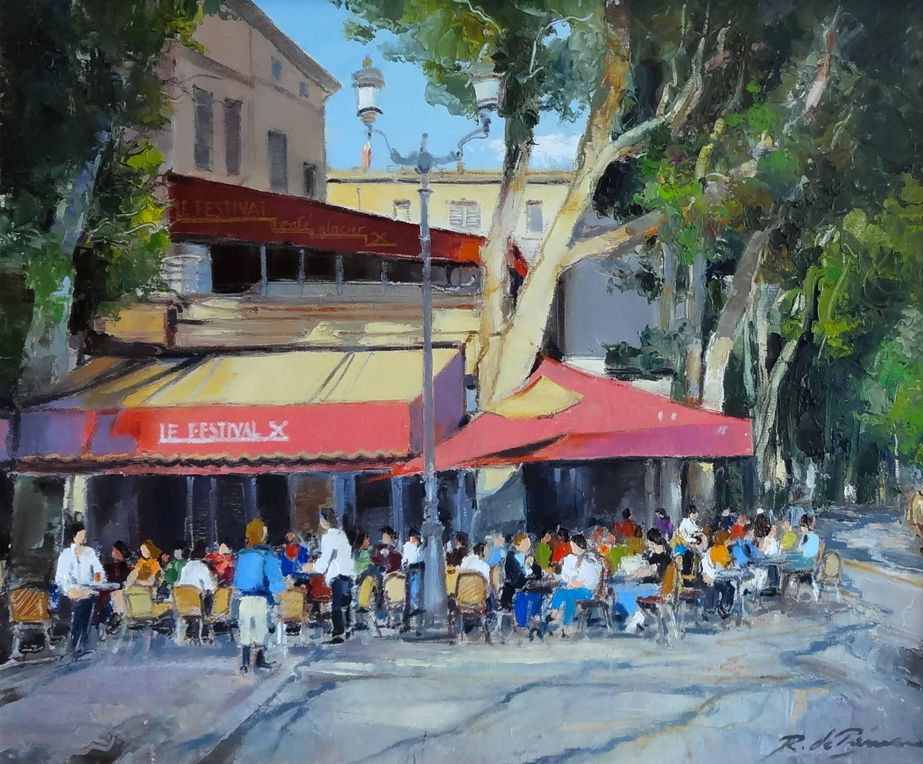 Richard de Premare Figurative Painting - Cafe Brasserie, Le Festival