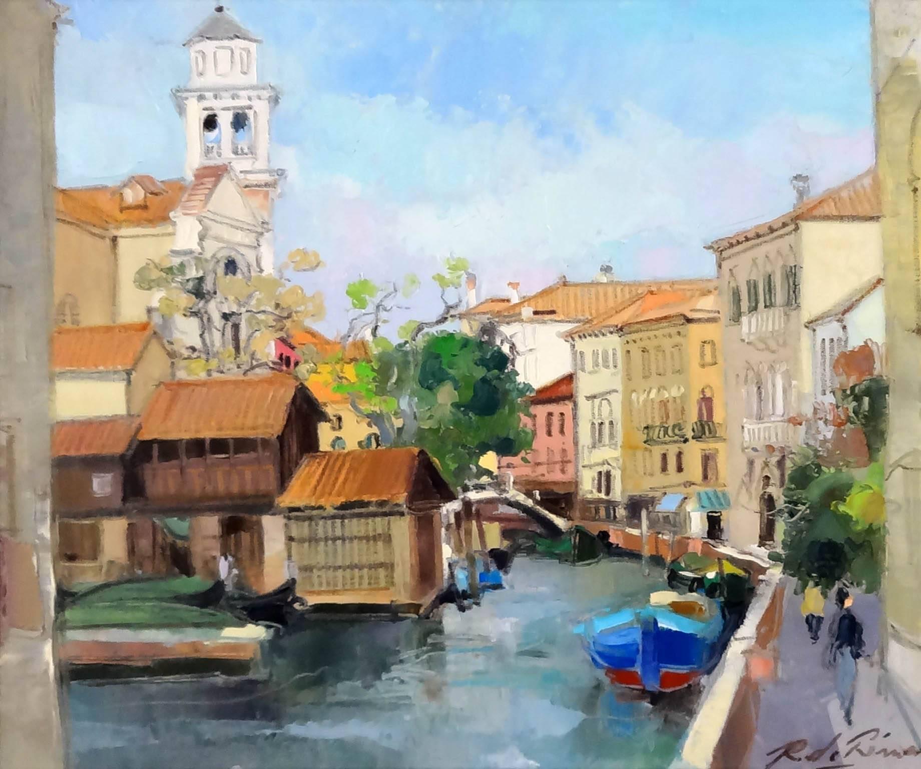 Richard de Premare Landscape Painting – Venise l'Eglise San Trovaso
