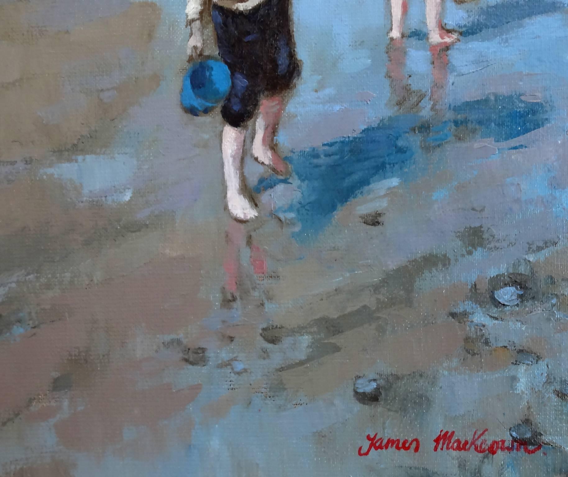 Blue Bucket and White Hat - Impressionist Painting by James MacKeown