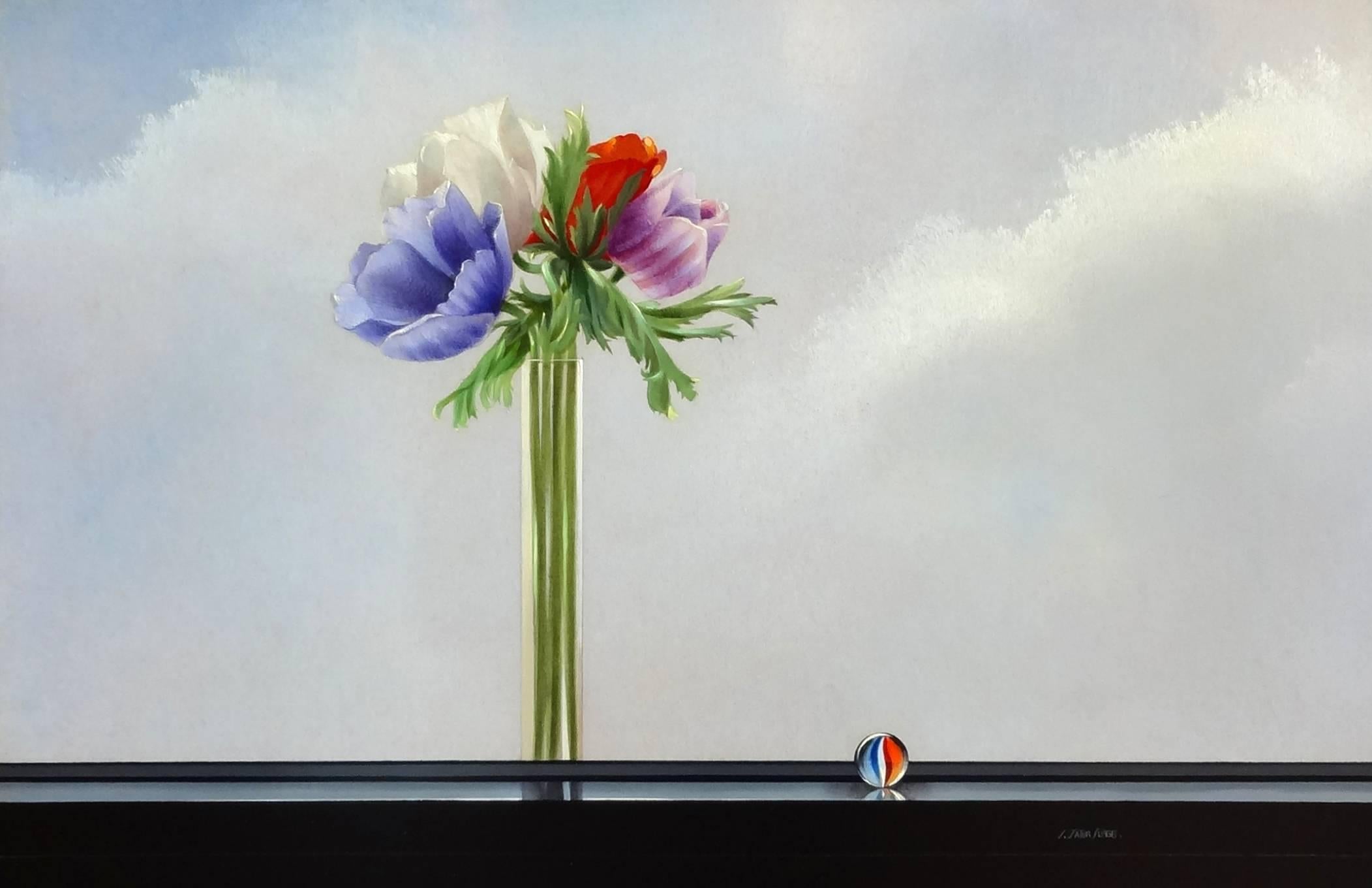 Sabine Satur Still-Life Painting - Envoûtantes Anemones