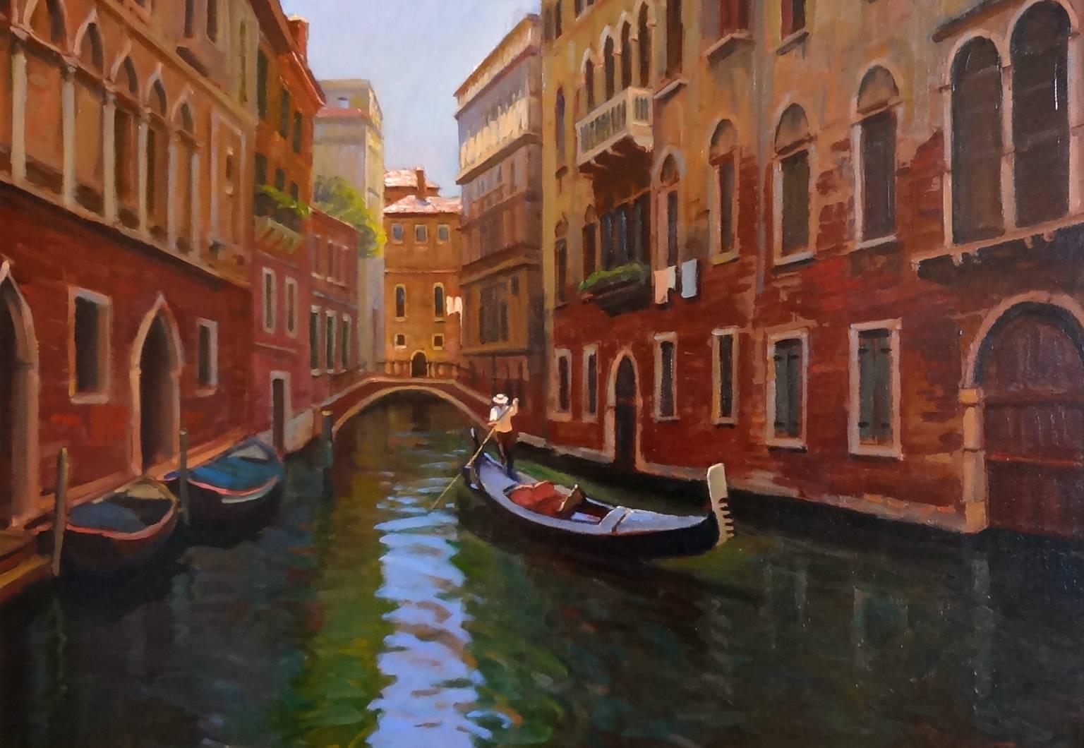 Yuri Bondarenko Landscape Painting - Gondolier, Venice