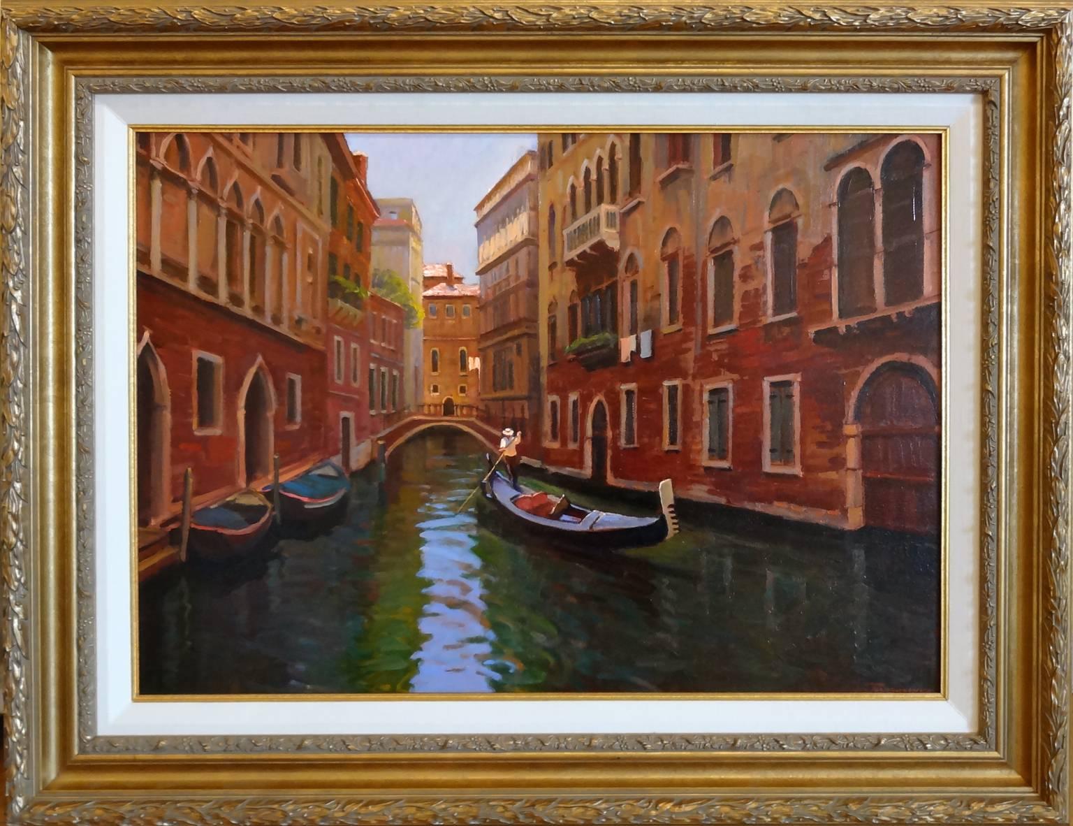 Gondolier, Venice - Painting by Yuri Bondarenko