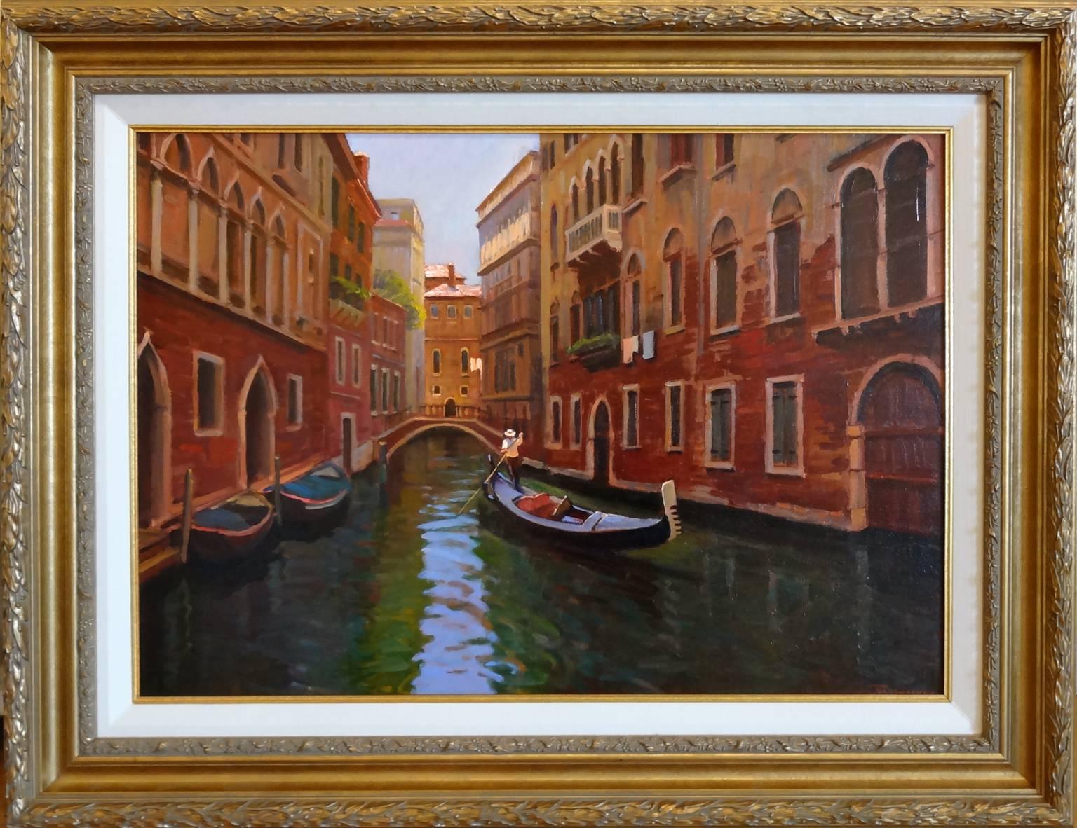 Gondolier, Venice - Painting by Yuri Bondarenko