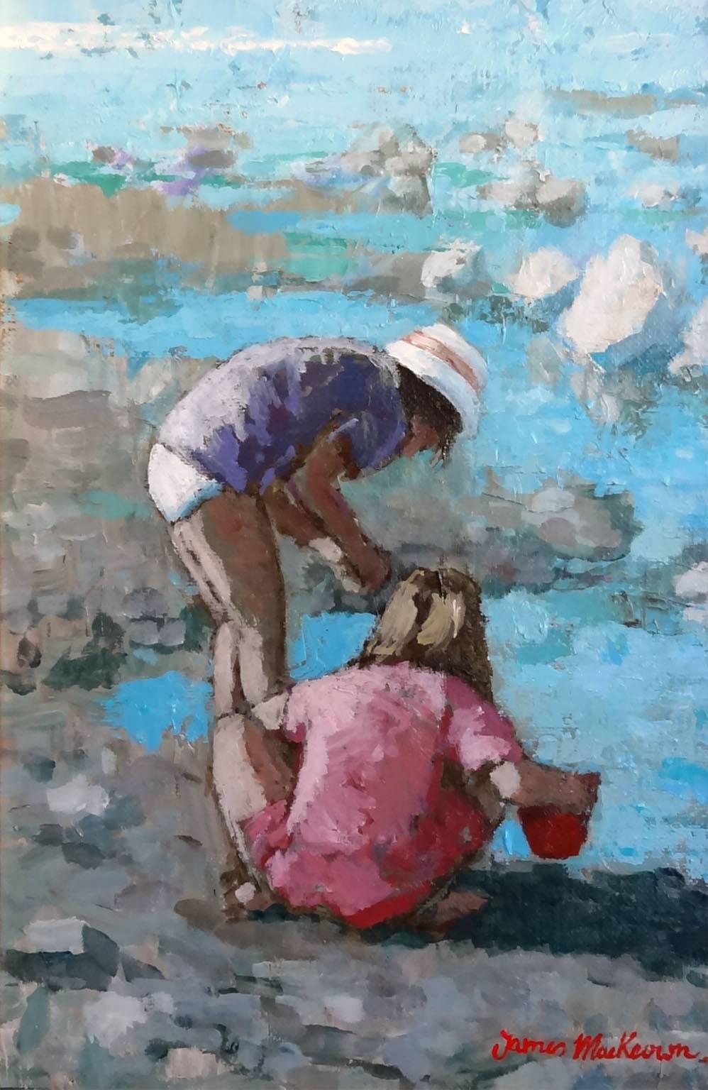 James MacKeown Figurative Painting - Fishing for Crabs