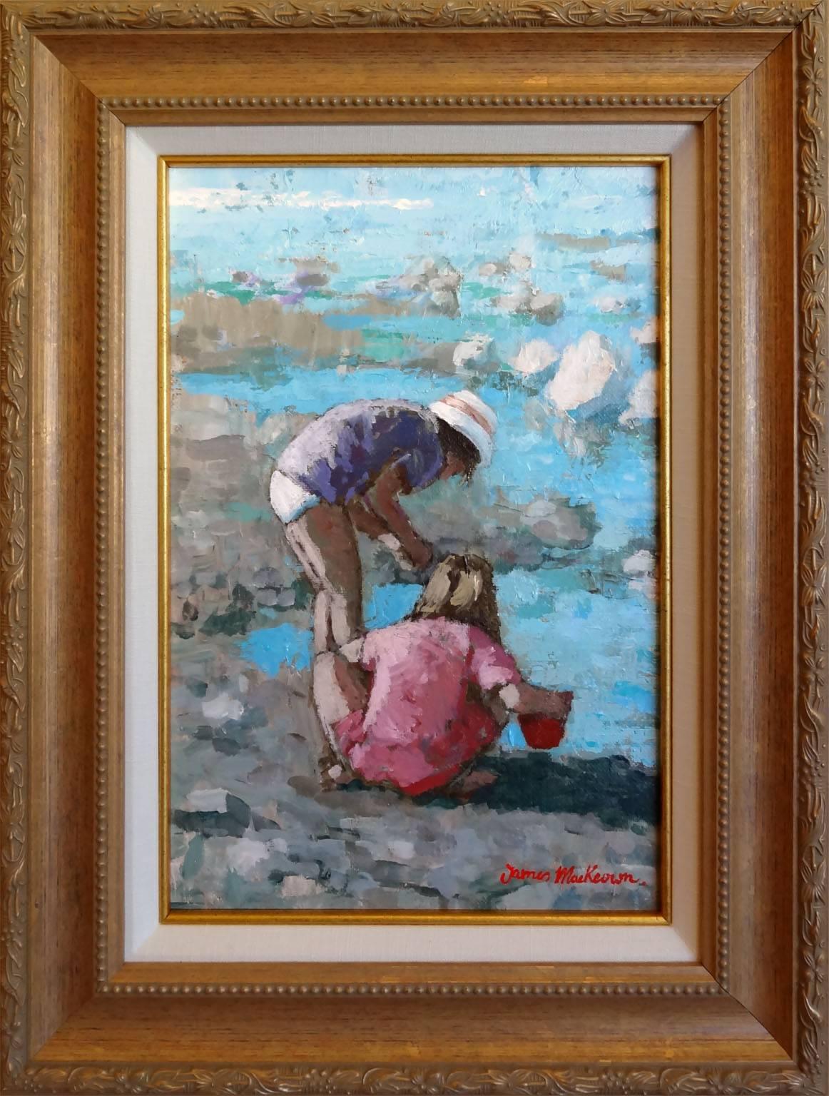 Fishing for Crabs - Painting by James MacKeown
