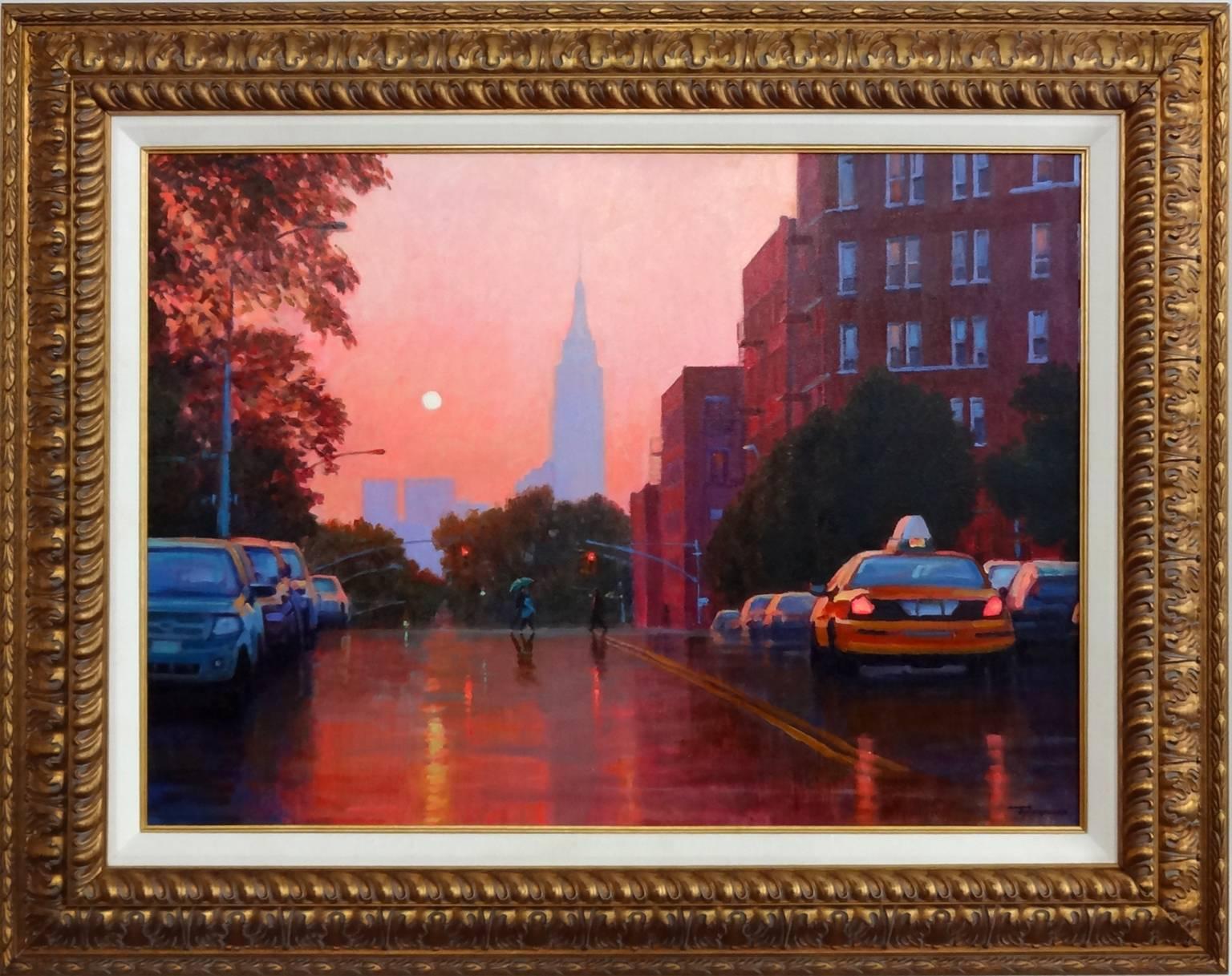 Sunset, Empire State Building - Painting by Yuri Bondarenko