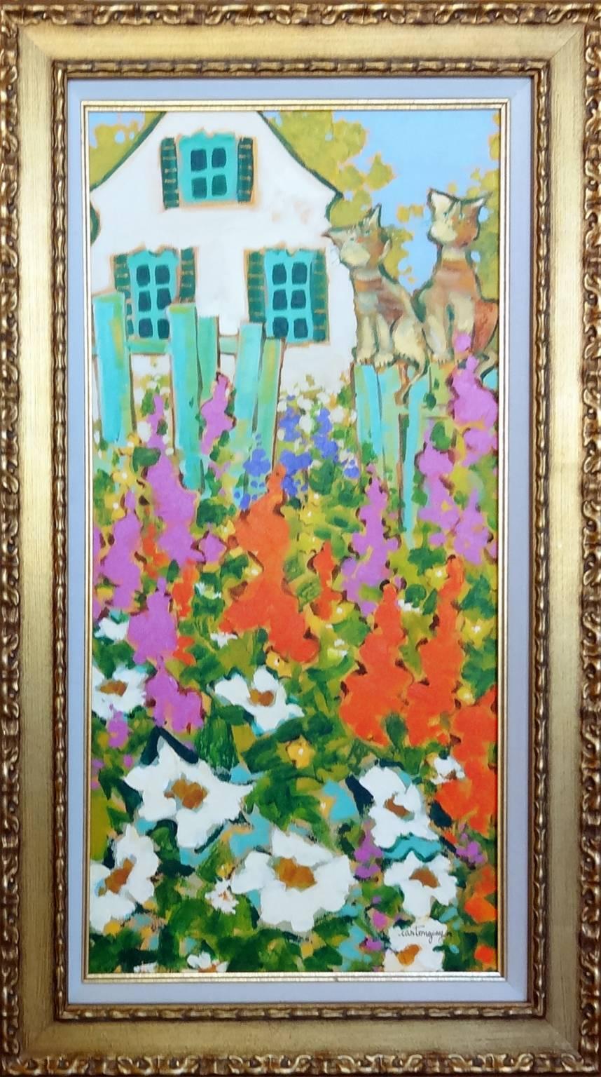 Afternoon in the Garden (L'après-midi au jardin) - Painting by Claudette Castonguay